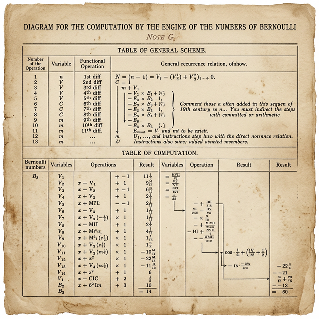 Note G 执行表（Diagram for the Computation）