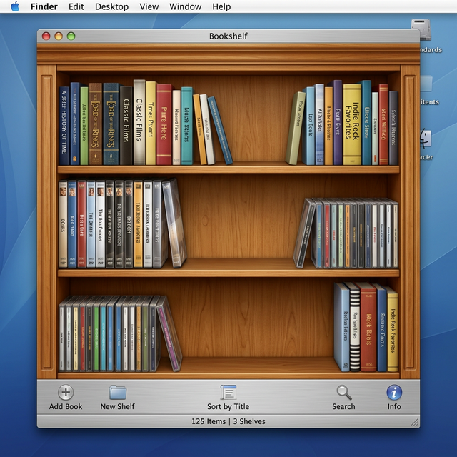 Delicious Library 拟物化木质书架界面